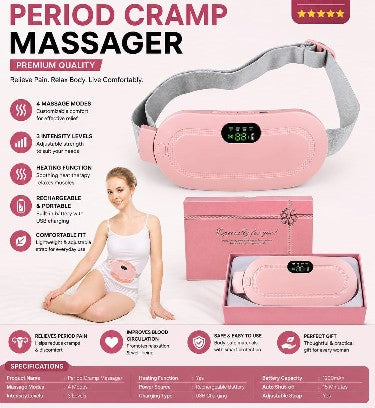 Portable Period Cramp Relief Massager – Heat & Vibration Therapy for Instant Pain Relief