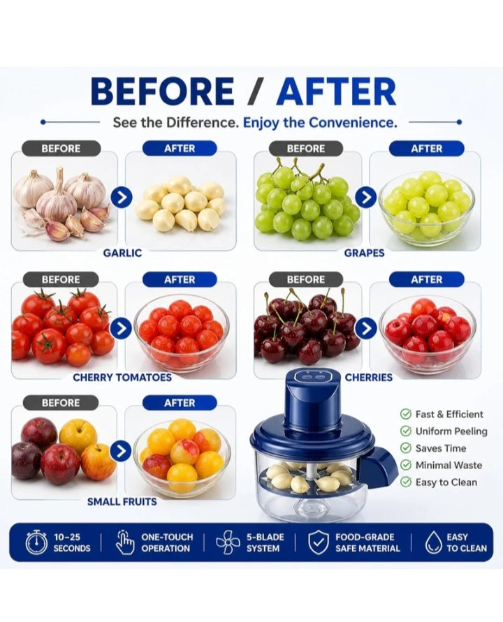 Automatic Garlic Peeler – Electric Garlic Skin Remover & Kitchen Helper