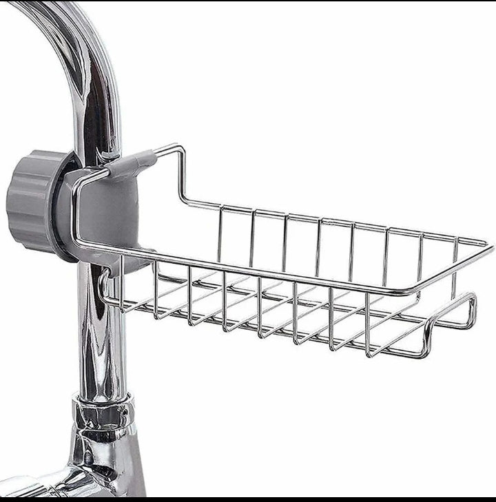 Faucet Mounted Sink Rack – Stainless Steel Kitchen Organizer & Sponge Holder