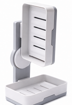 2-in-1 Wall Mounted Soap Holder & Soap Dish with Drainage Tray – 180° Rotating Bathroom Organizer